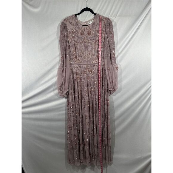 NEW MAC DUGGAL [‎ 12 ] 93930 Puff Sleeve Embellished A Line Gown Heather Purple - Picture 8 of 16